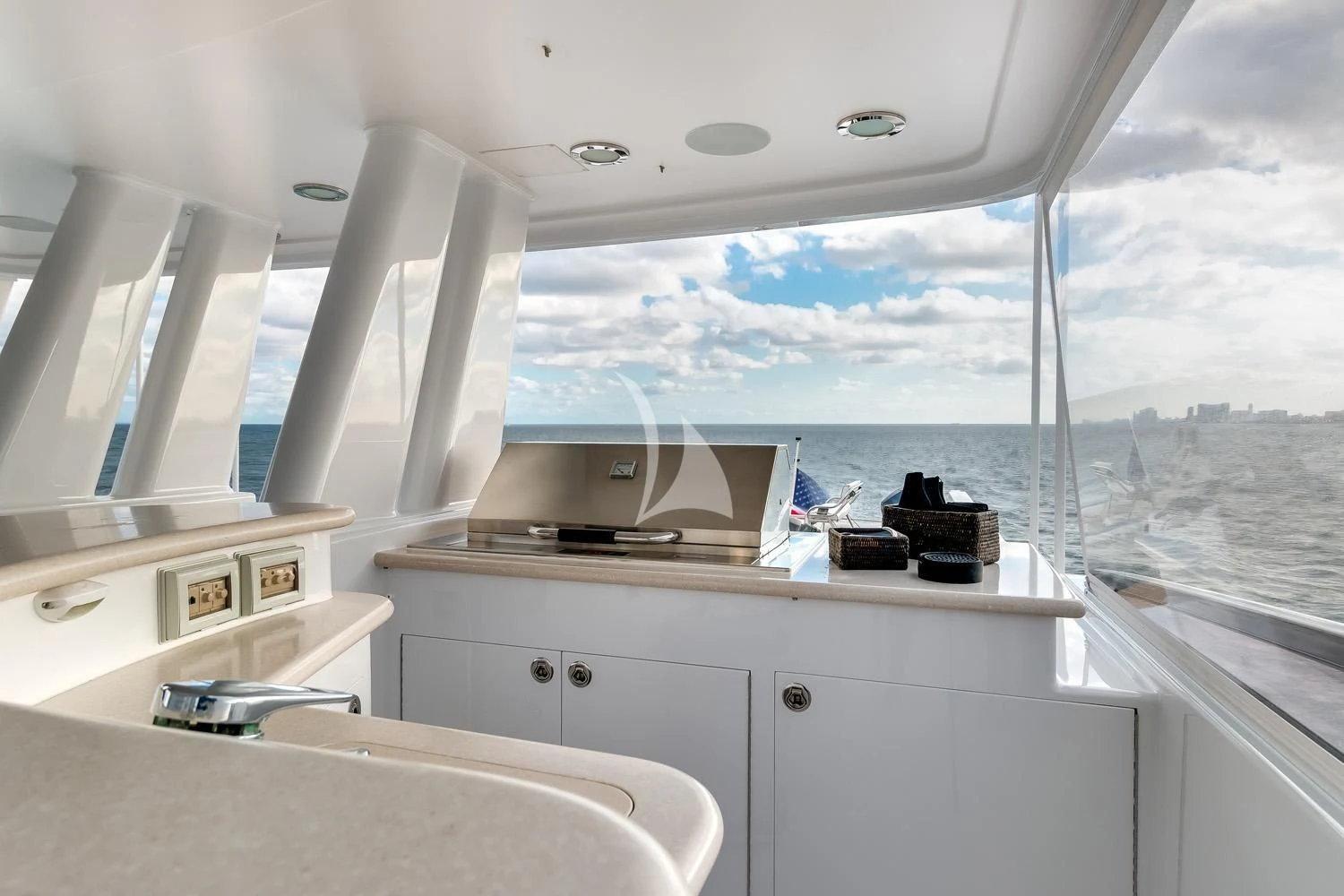 a view of the ocean from the inside of a boat aboard MY WAY Yacht for Sale