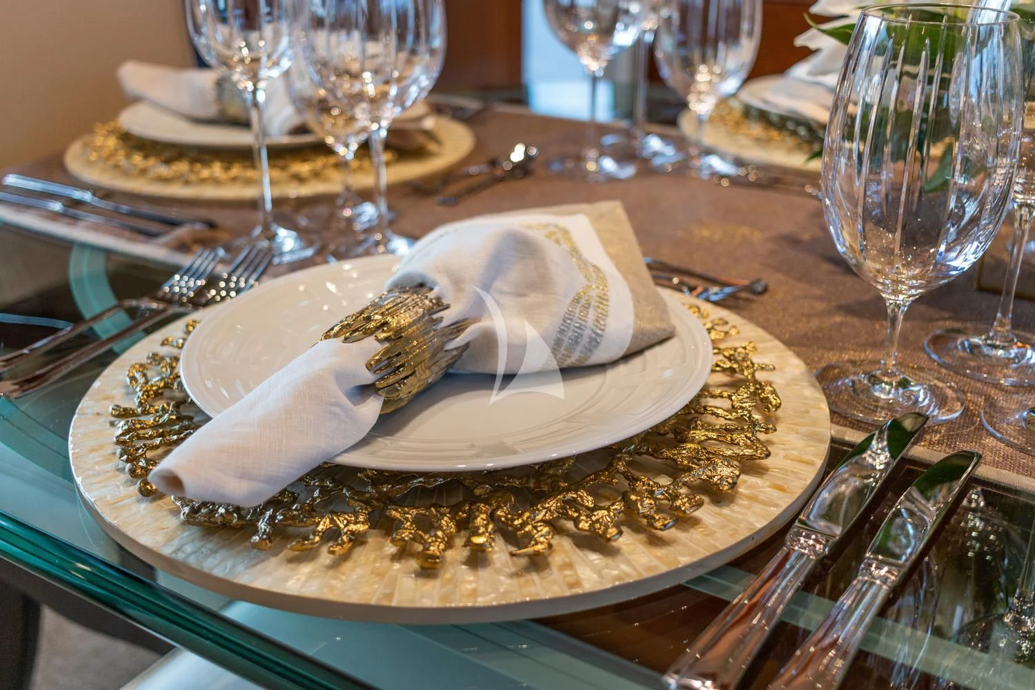 a plate of food aboard MY WAY Yacht for Sale