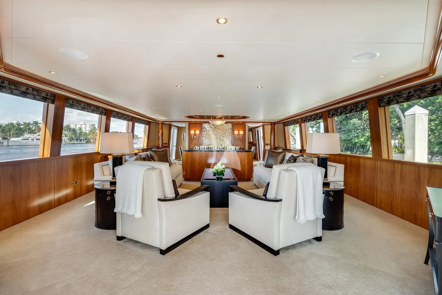 a room with a bed and a table aboard MY WAY Yacht for Sale