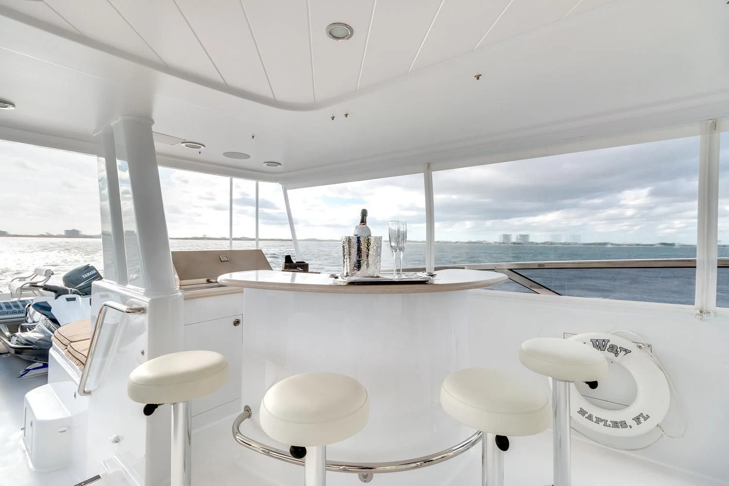 a room with a view of the ocean and the ocean aboard MY WAY Yacht for Sale