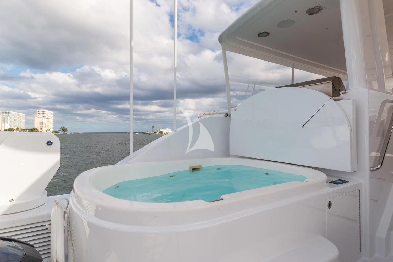 a bathtub with a blue tub aboard MY WAY Yacht for Sale