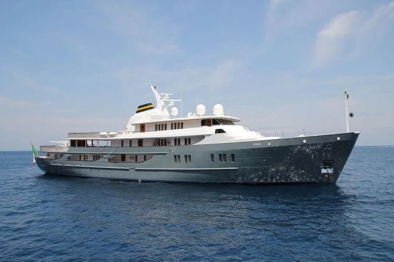 a large boat on the water aboard ALTAIR III Yacht for Sale