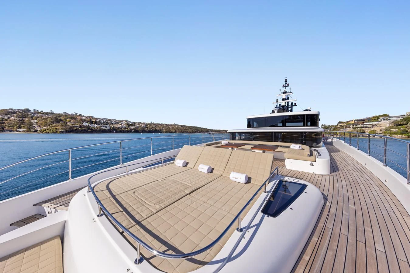 a boat on a dock aboard LEGACY Yacht for Sale