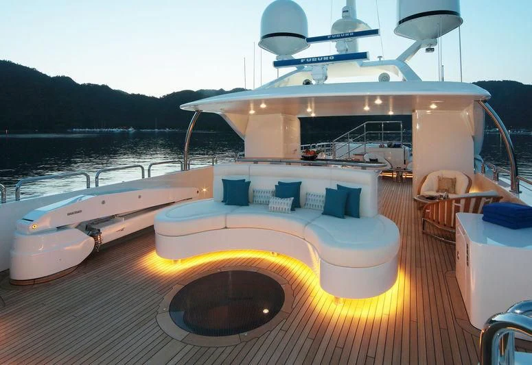 a boat on a deck aboard VICA Yacht for Sale