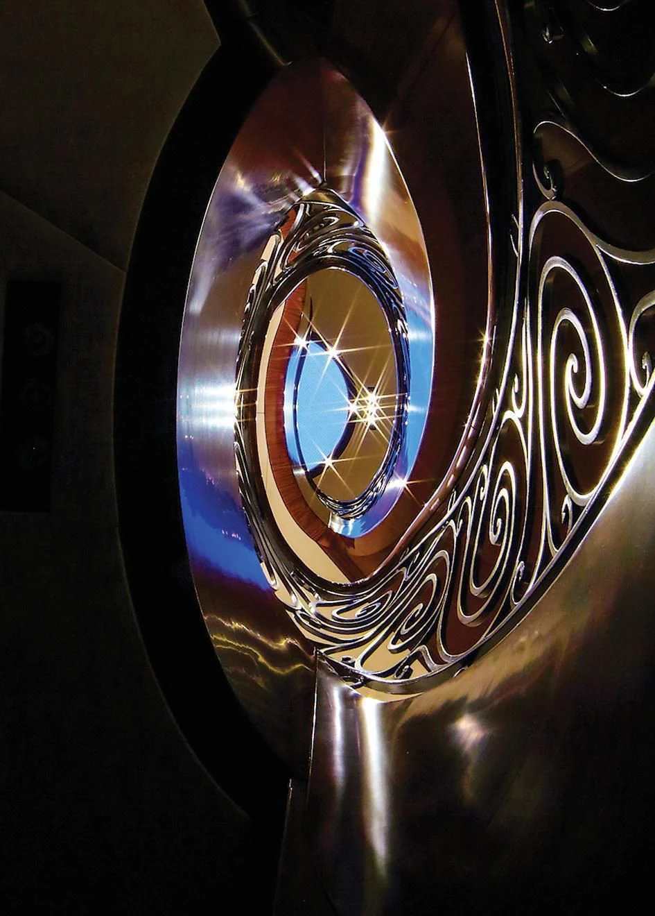 a neon sign with a face aboard VICA Yacht for Sale
