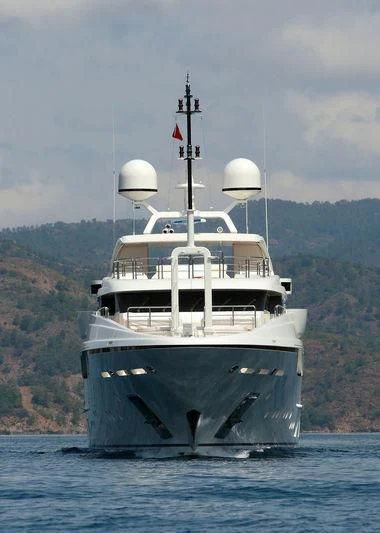 a large ship in the water aboard VICA Yacht for Sale