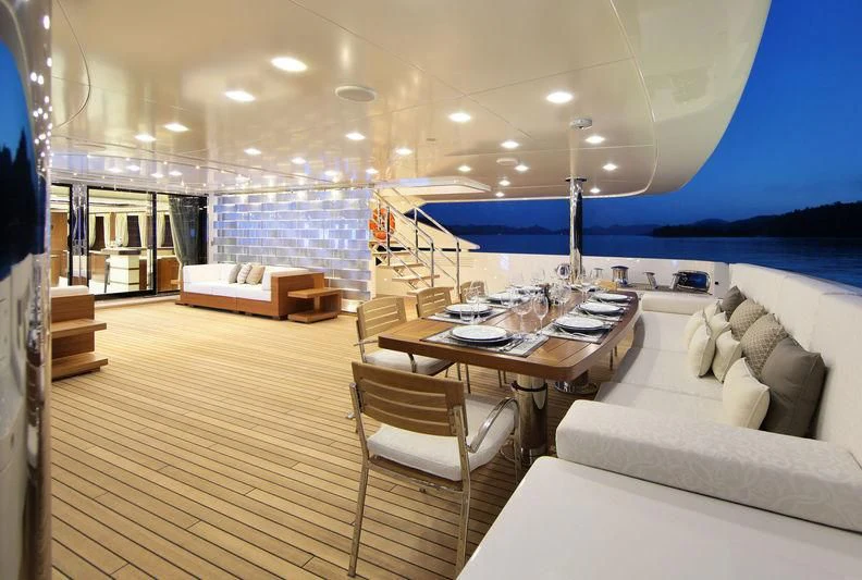 a living room with a pool aboard VICA Yacht for Sale
