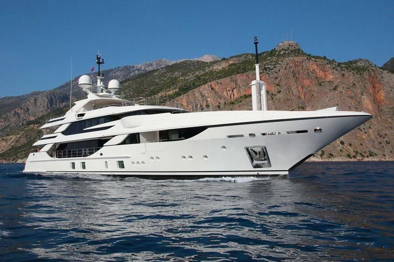 a white yacht in the water aboard VICA Yacht for Sale