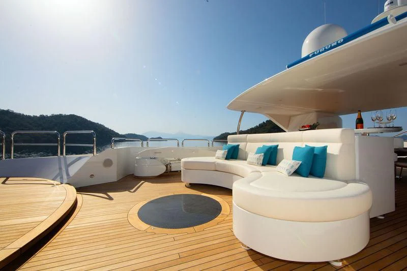 a boat on a deck aboard VICA Yacht for Sale
