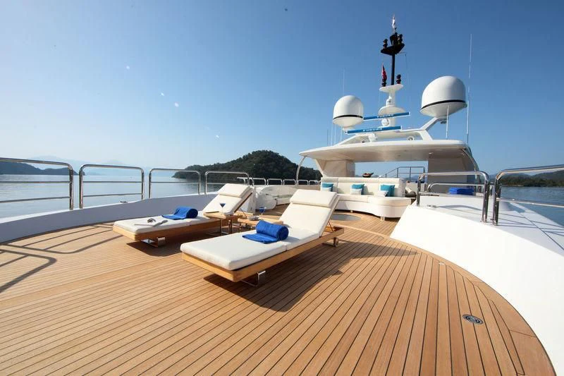 a boat on a deck aboard VICA Yacht for Sale