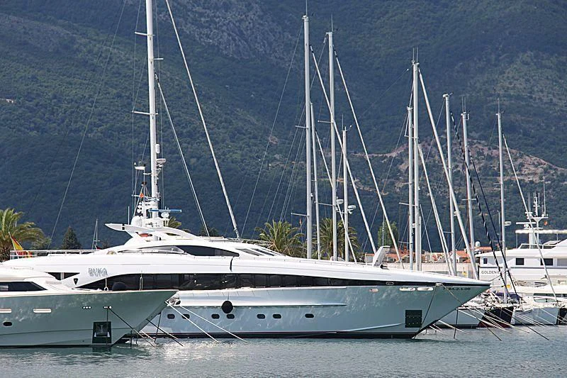 a white yacht in the water aboard BUKA U Yacht for Sale
