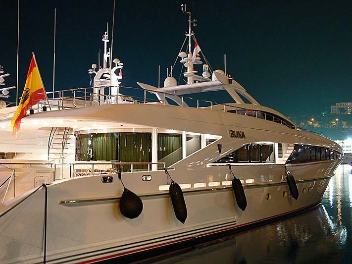 a white yacht in the water aboard BUKA U Yacht for Sale