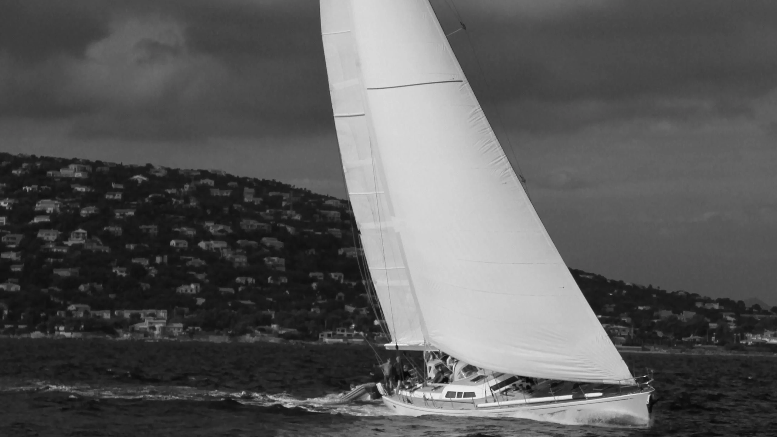 a large building with a large wing aboard DJANGO TOO Yacht for Charter