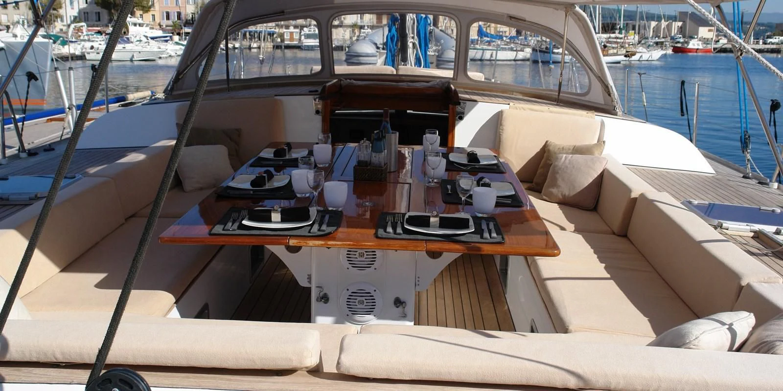 a boat on the water aboard DJANGO TOO Yacht for Charter