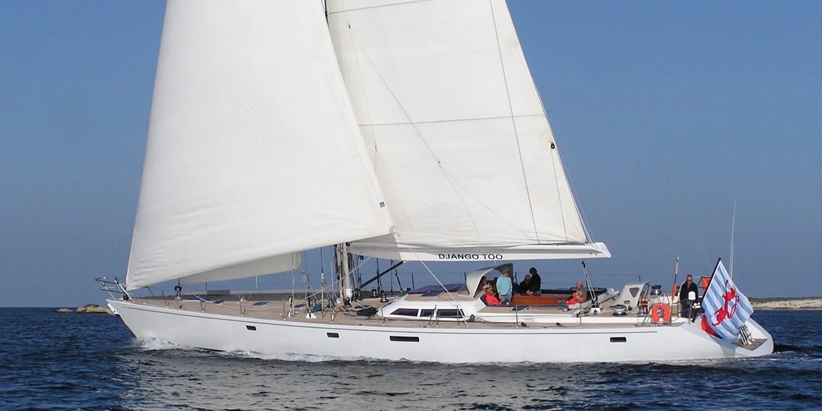 a sailboat on the water aboard DJANGO TOO Yacht for Charter