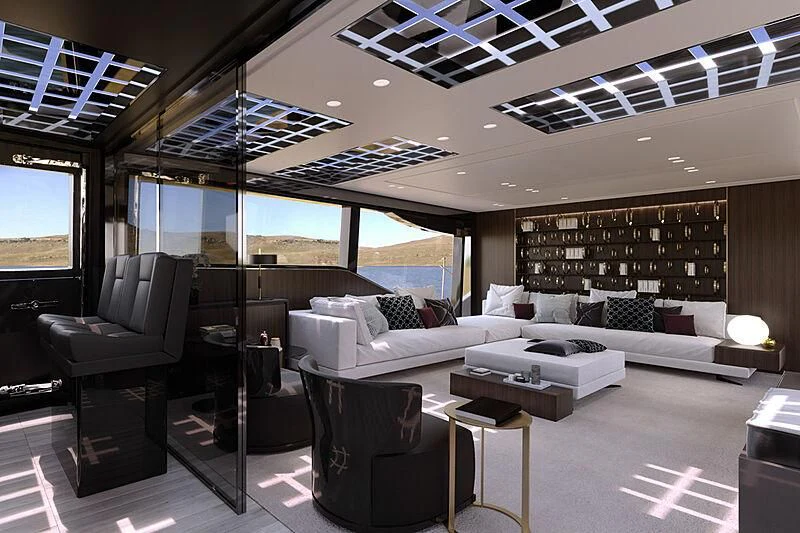 a room with a couch and a tv aboard EXTRA 88/03 Yacht for Sale