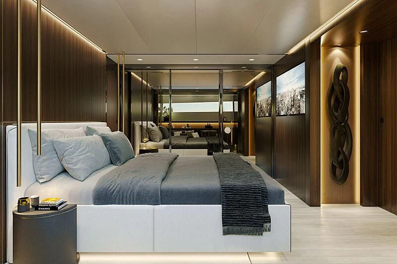 a bed in a room aboard EXTRA 88/03 Yacht for Sale
