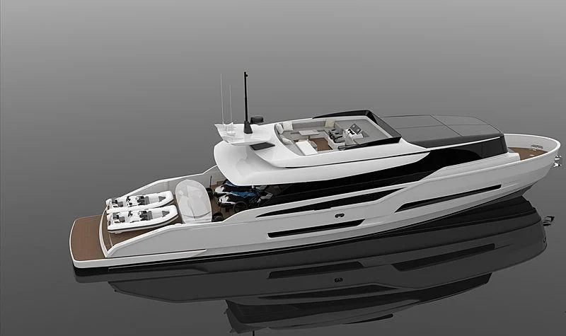a white boat with a white interior aboard EXTRA 88/03 Yacht for Sale
