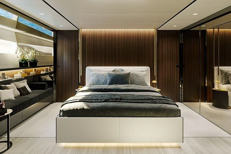 a bed in a room aboard EXTRA 88/03 Yacht for Sale
