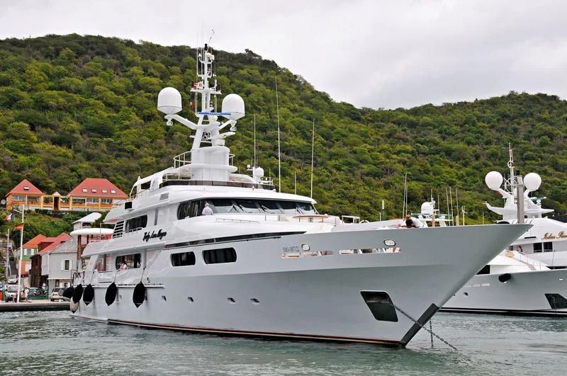 a large white boat aboard LADY ANN MAGEE Yacht for Sale