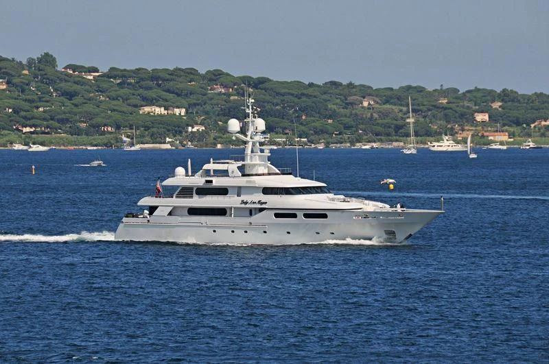 a white boat in the water aboard LADY ANN MAGEE Yacht for Sale