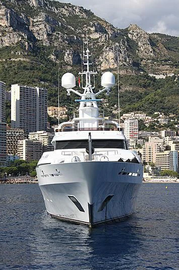 a large white boat in the water aboard LADY ANN MAGEE Yacht for Sale