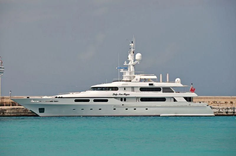 a large white ship aboard LADY ANN MAGEE Yacht for Sale