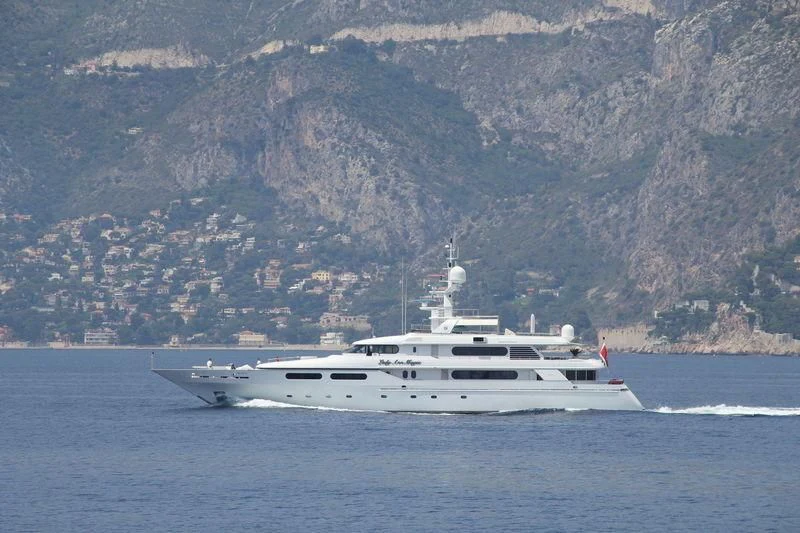 a white yacht in the water aboard LADY ANN MAGEE Yacht for Sale