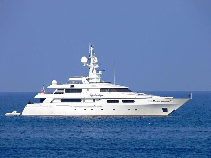 a white yacht in the water aboard LADY ANN MAGEE Yacht for Sale
