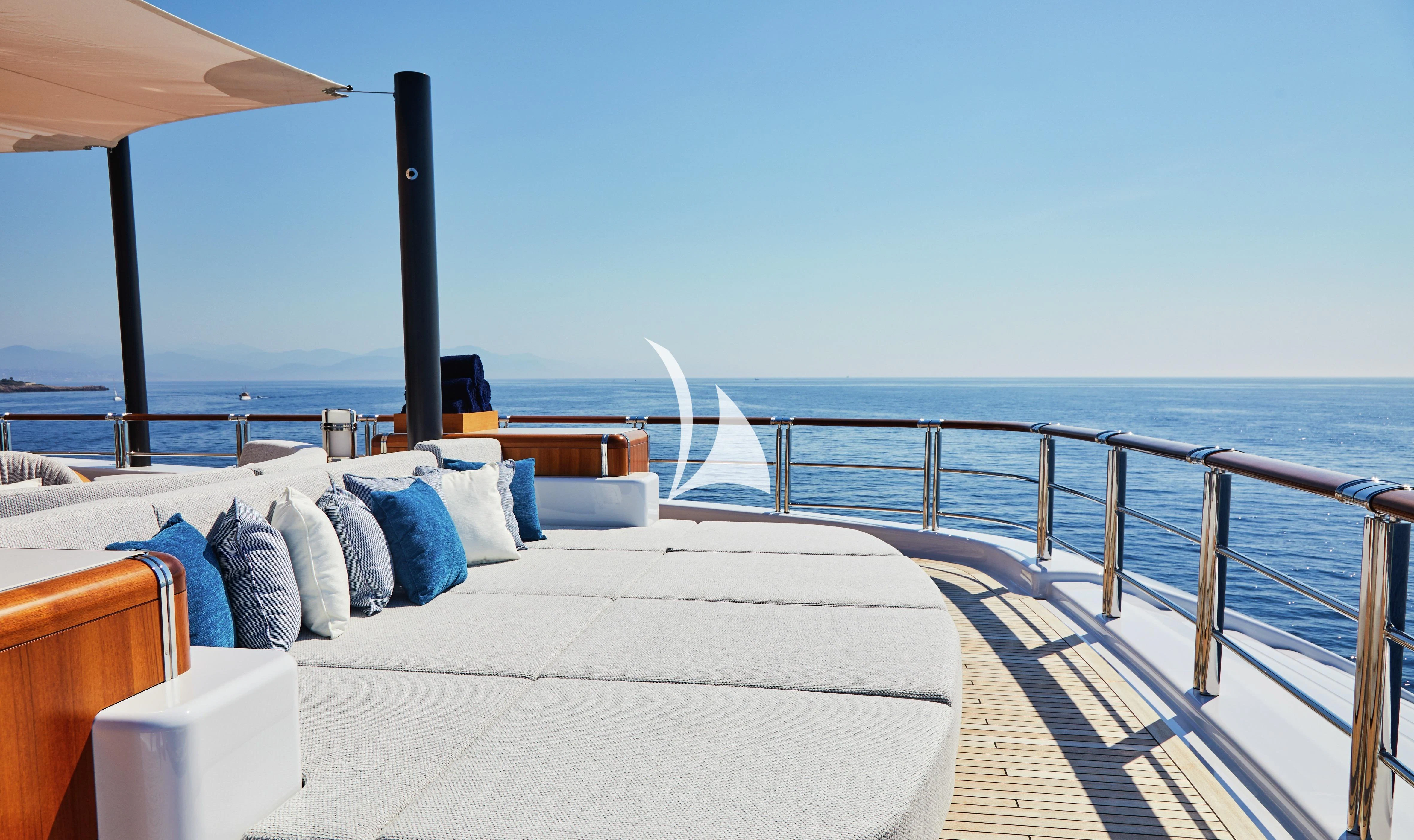 a bed on a boat aboard BARBARA Yacht for Charter
