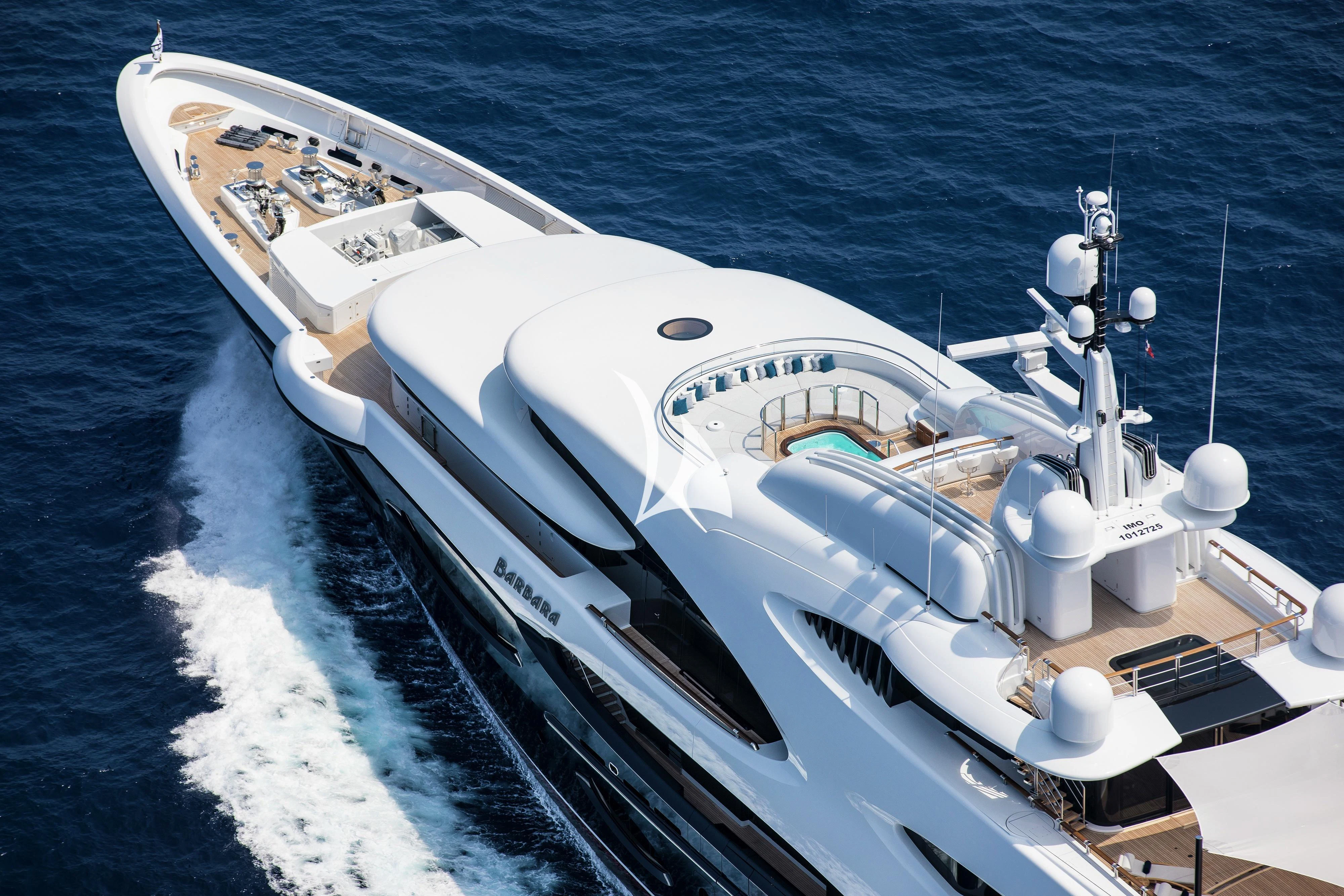 a white yacht on the water aboard BARBARA Yacht for Charter