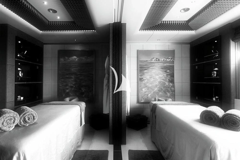 a room with a couple of beds aboard BARBARA Yacht for Charter