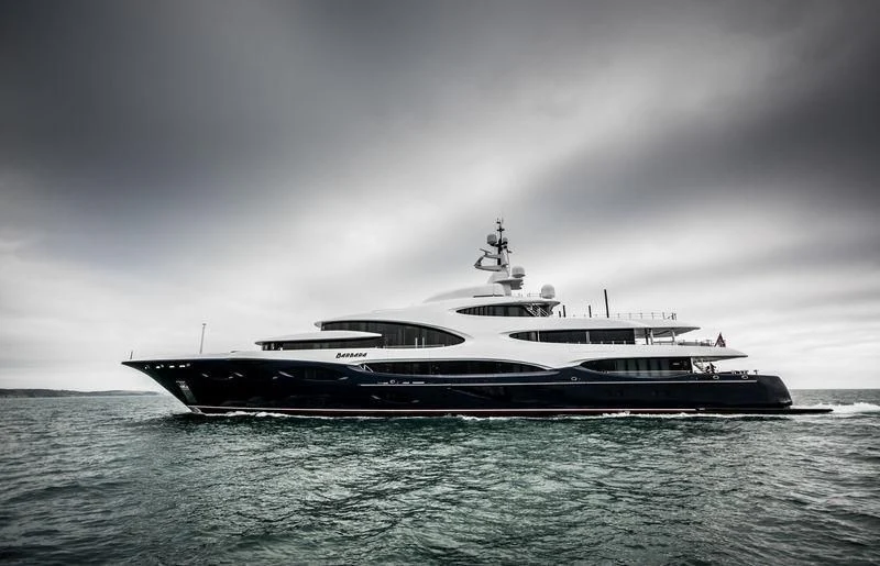 a large ship in the water aboard BARBARA Yacht for Charter