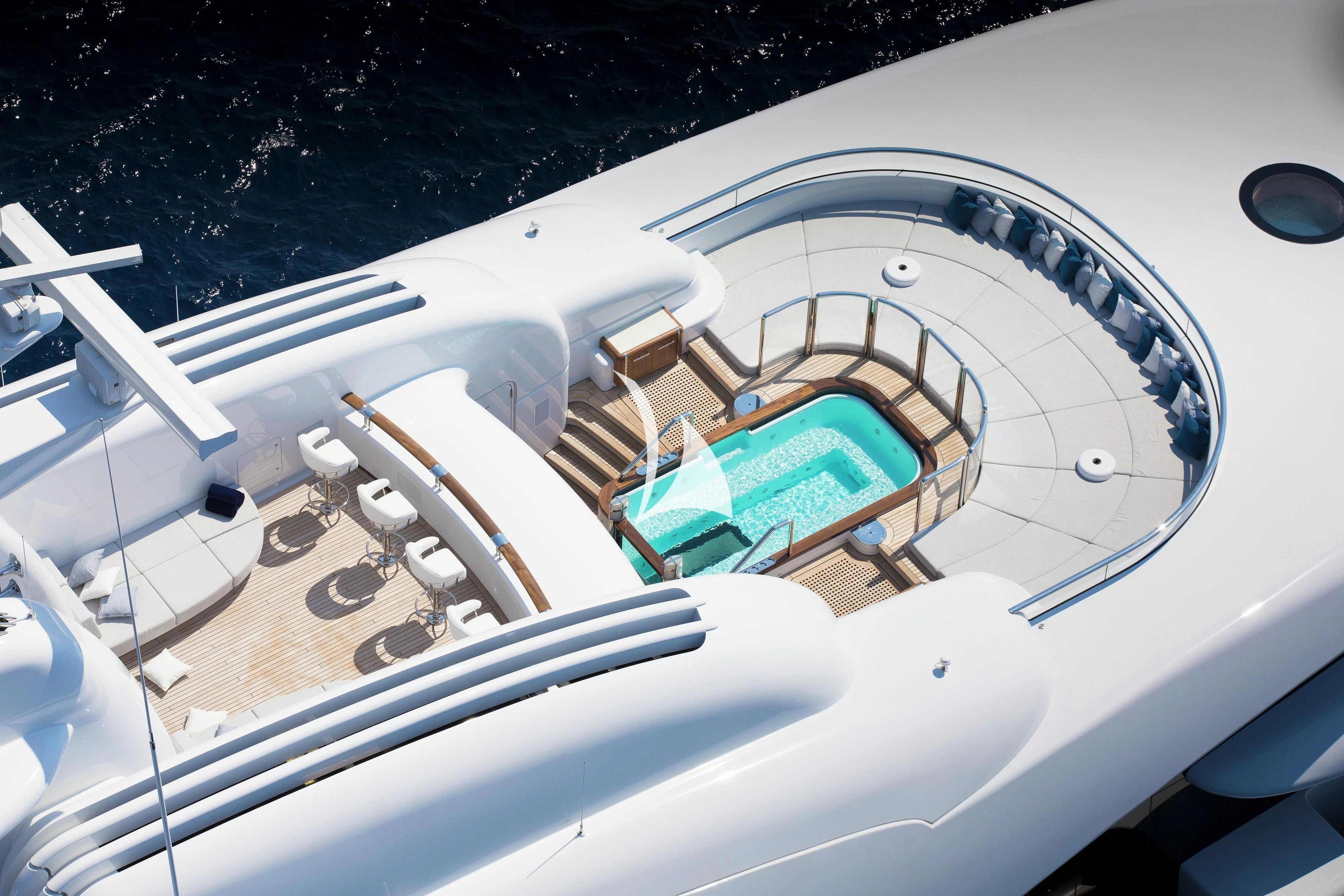 a high angle view of a boat aboard BARBARA Yacht for Charter