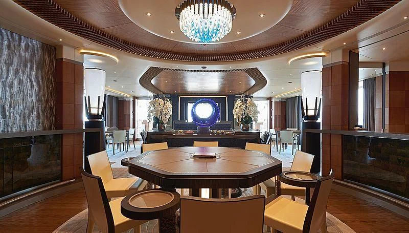 a room with a table and chairs aboard BARBARA Yacht for Charter