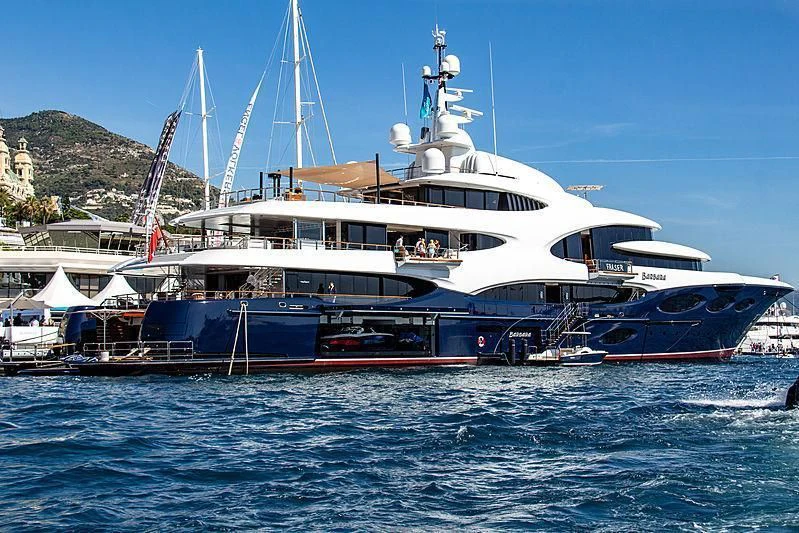 a large white boat in the water aboard BARBARA Yacht for Charter