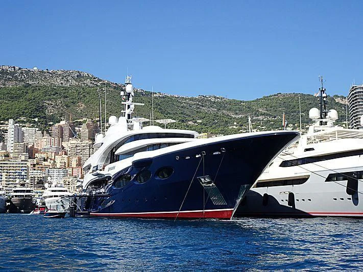 a couple of large boats in the water aboard BARBARA Yacht for Charter