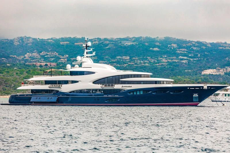 a large ship in the water aboard BARBARA Yacht for Charter