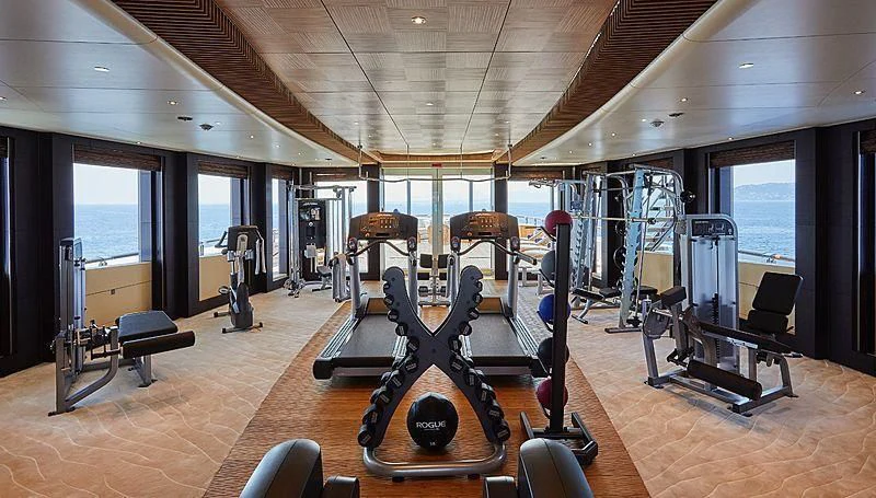 gym with exercise equipment aboard BARBARA Yacht for Charter