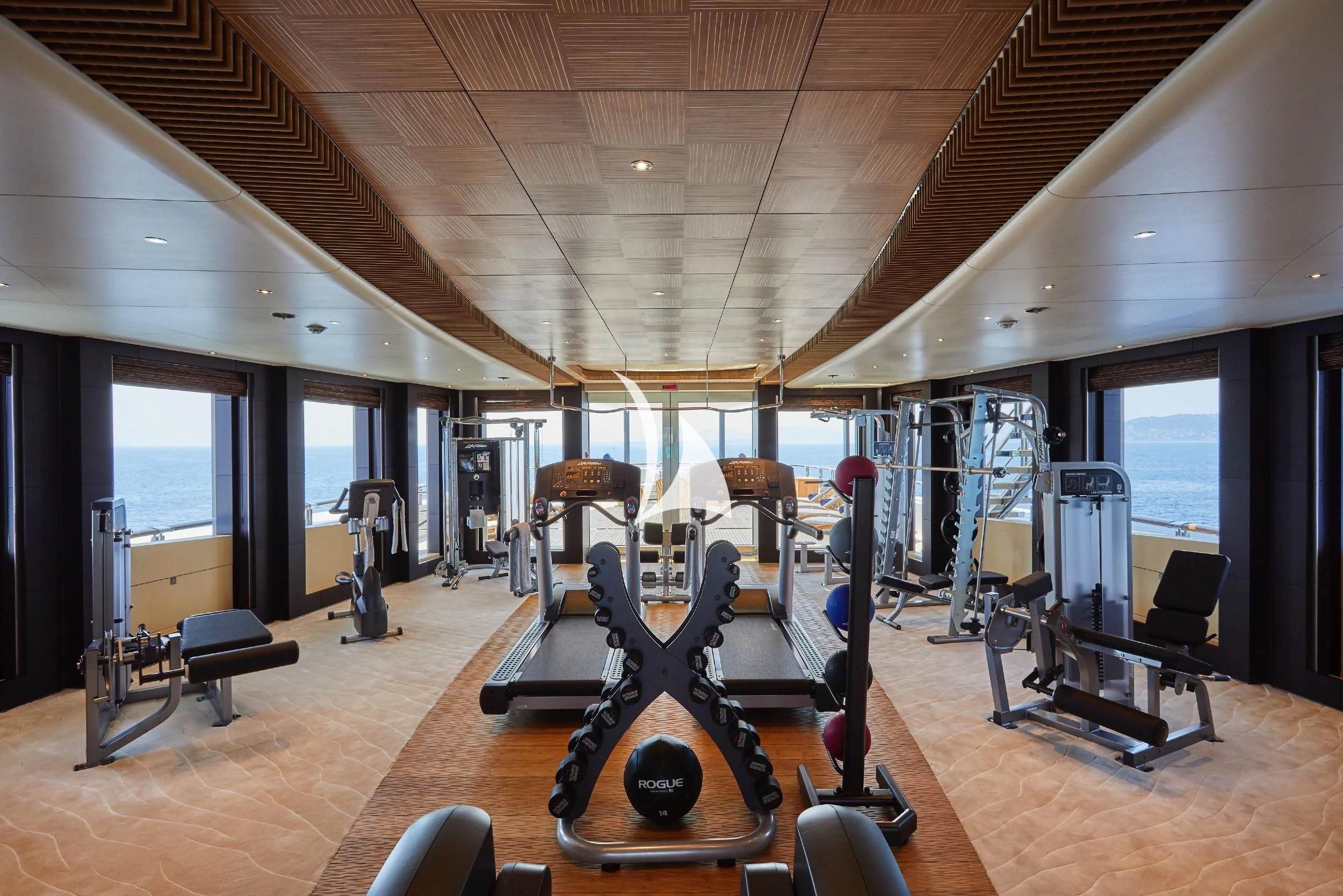 gym with exercise equipment aboard BARBARA Yacht for Charter
