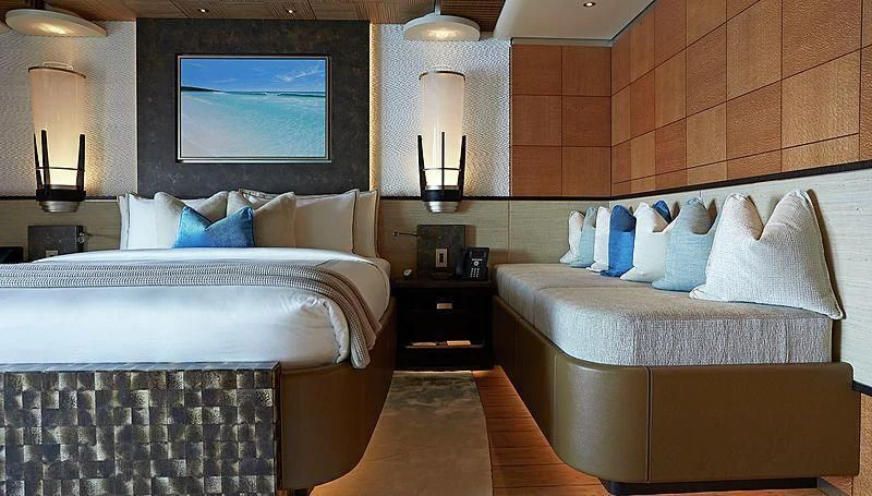 a room with two beds aboard BARBARA Yacht for Charter