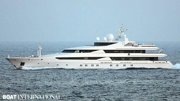 a large ship in the water aboard YASMINE OF THE SEA Yacht for Sale