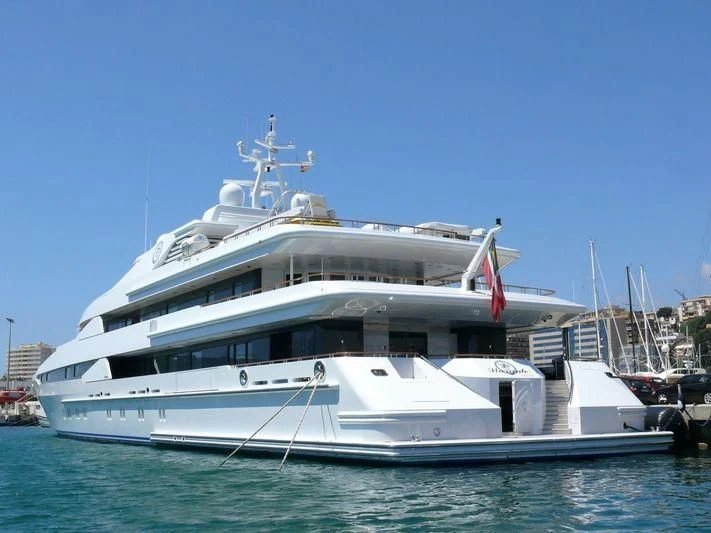 a large white boat in the water aboard YASMINE OF THE SEA Yacht for Sale