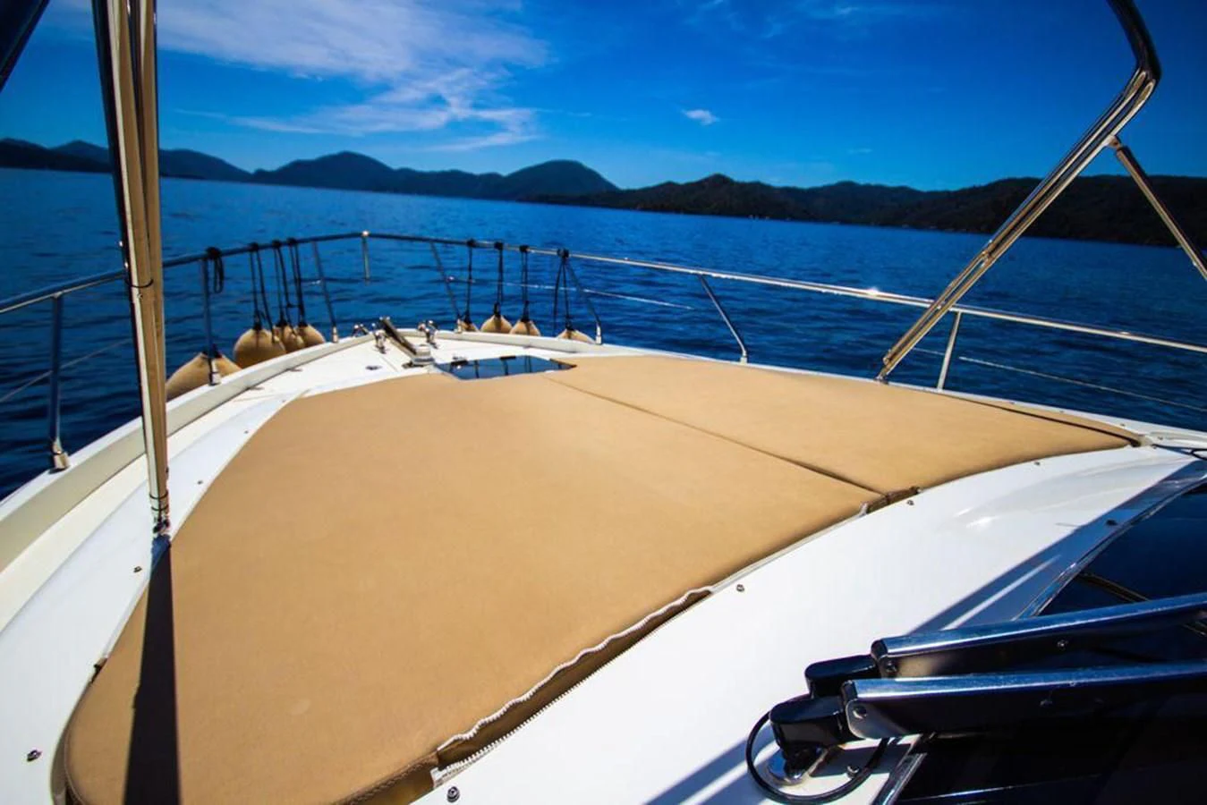 a boat on the water aboard FERRETTI 760 Yacht for Sale