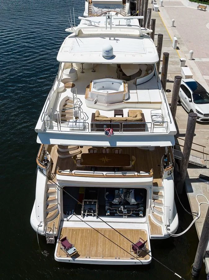 a boat with a lot of stuff on it aboard AVA Yacht for Sale
