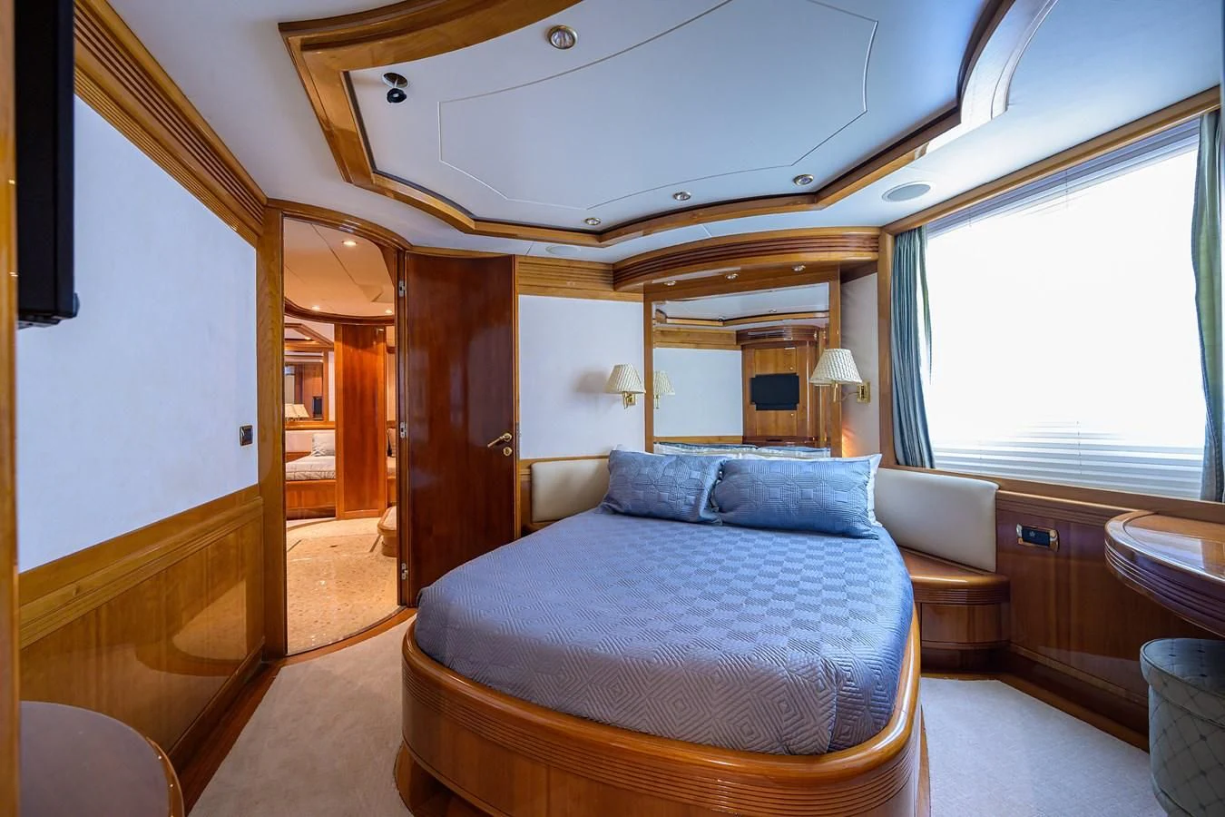 a bed in a room aboard AVA Yacht for Sale