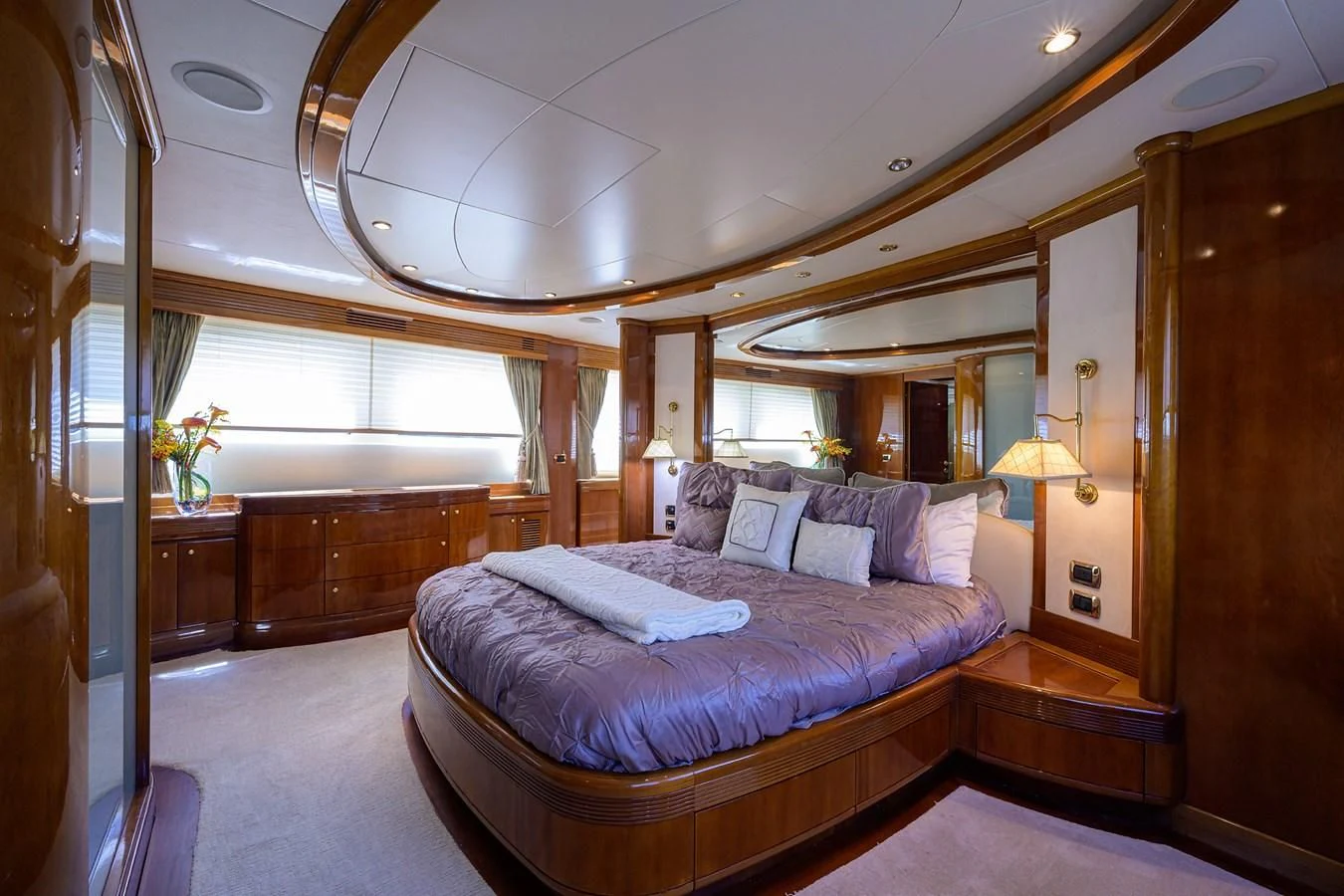 a bed in a room aboard AVA Yacht for Sale