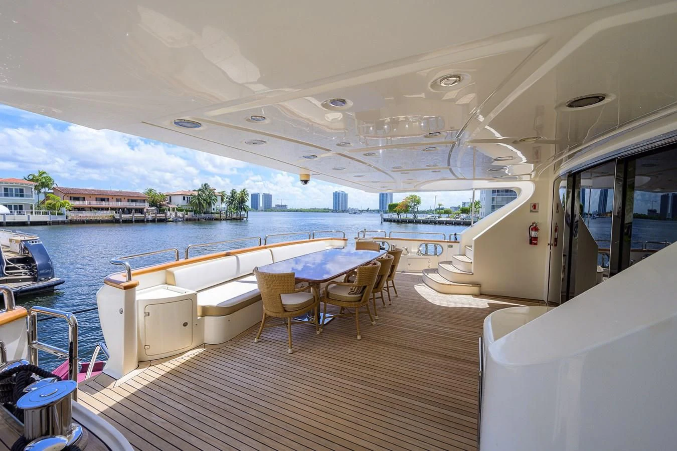 a boat on a water body aboard AVA Yacht for Sale