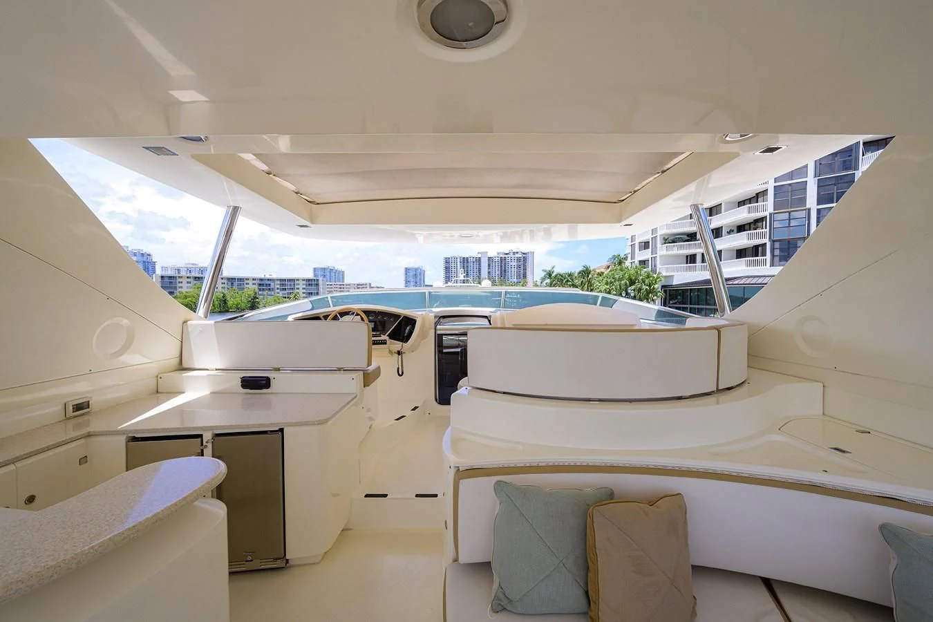 a room with a bed and a desk aboard AVA Yacht for Sale