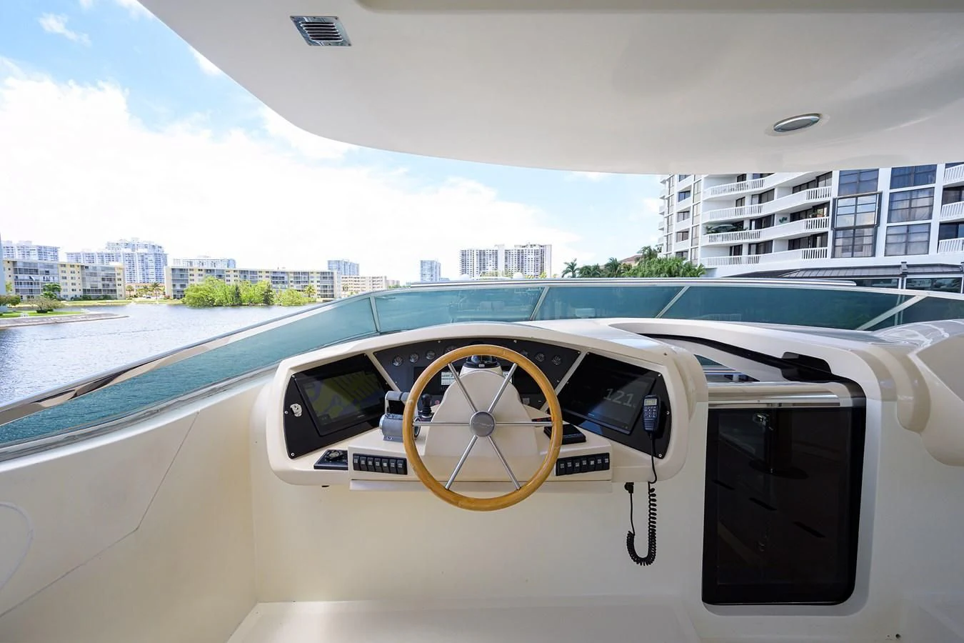 the inside of a car aboard AVA Yacht for Sale
